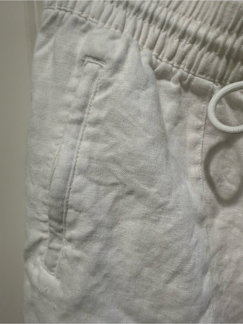 Athleta White Linen Drawstring Cabo Jogger Pants zippered pockets - Picture 3 of 6